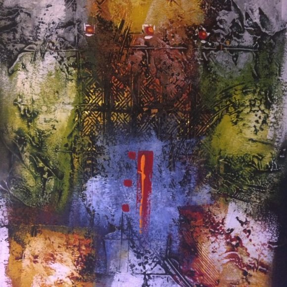 ABSTRACT OIL ON CANVAS PAINTING - Picture 1 of 2